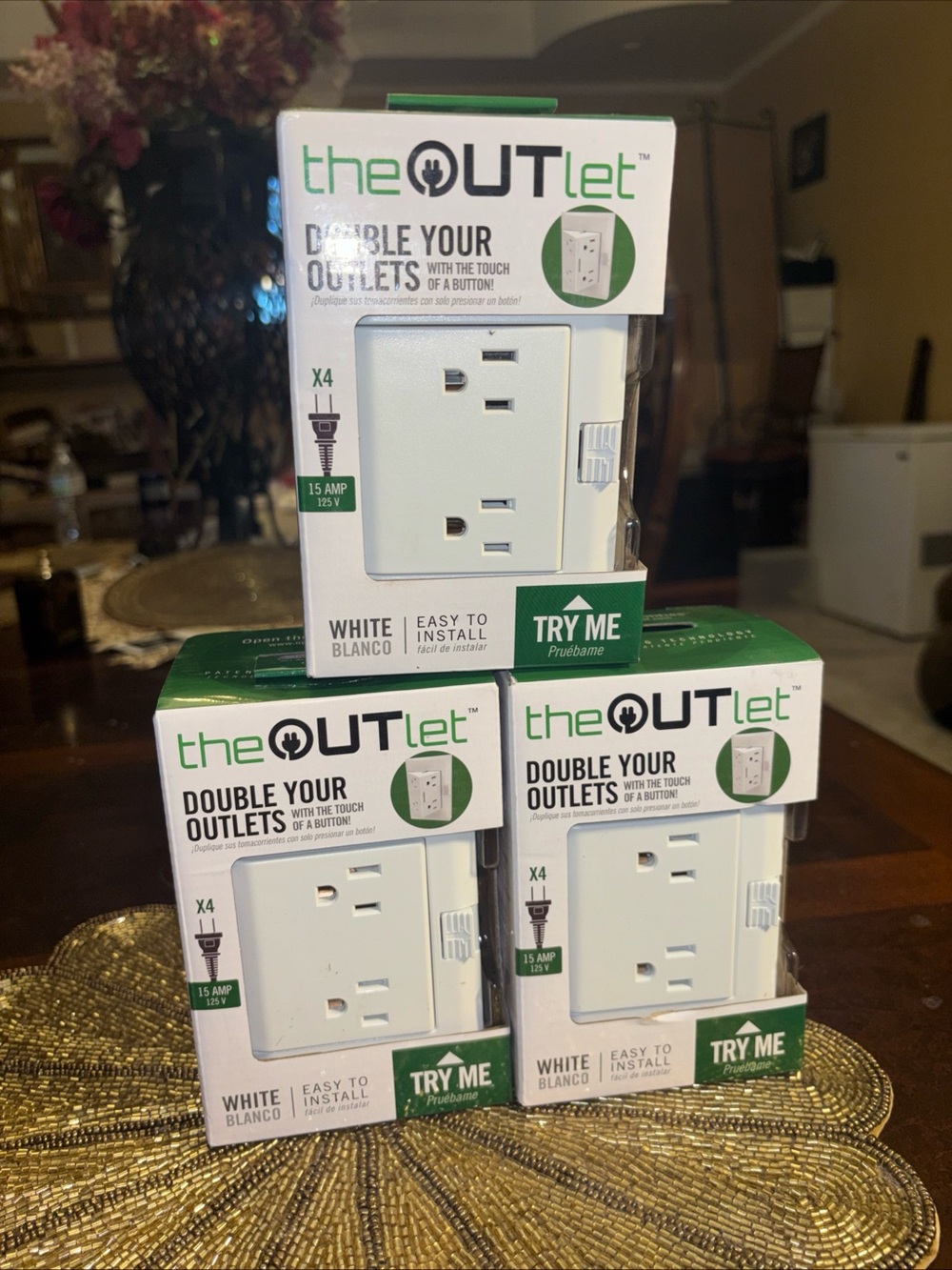 theOUTlet White Double Outlet Adapter - 4-Pack